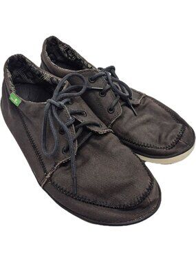 Sanuk Black Cassius Canvas Twill Upper Sneaker Lace-Up Casual Shoe Men's 9.5